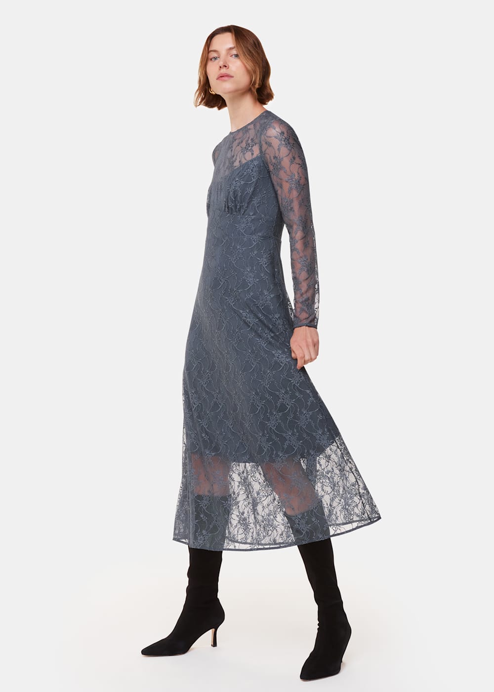 Grey lace dress uk deals