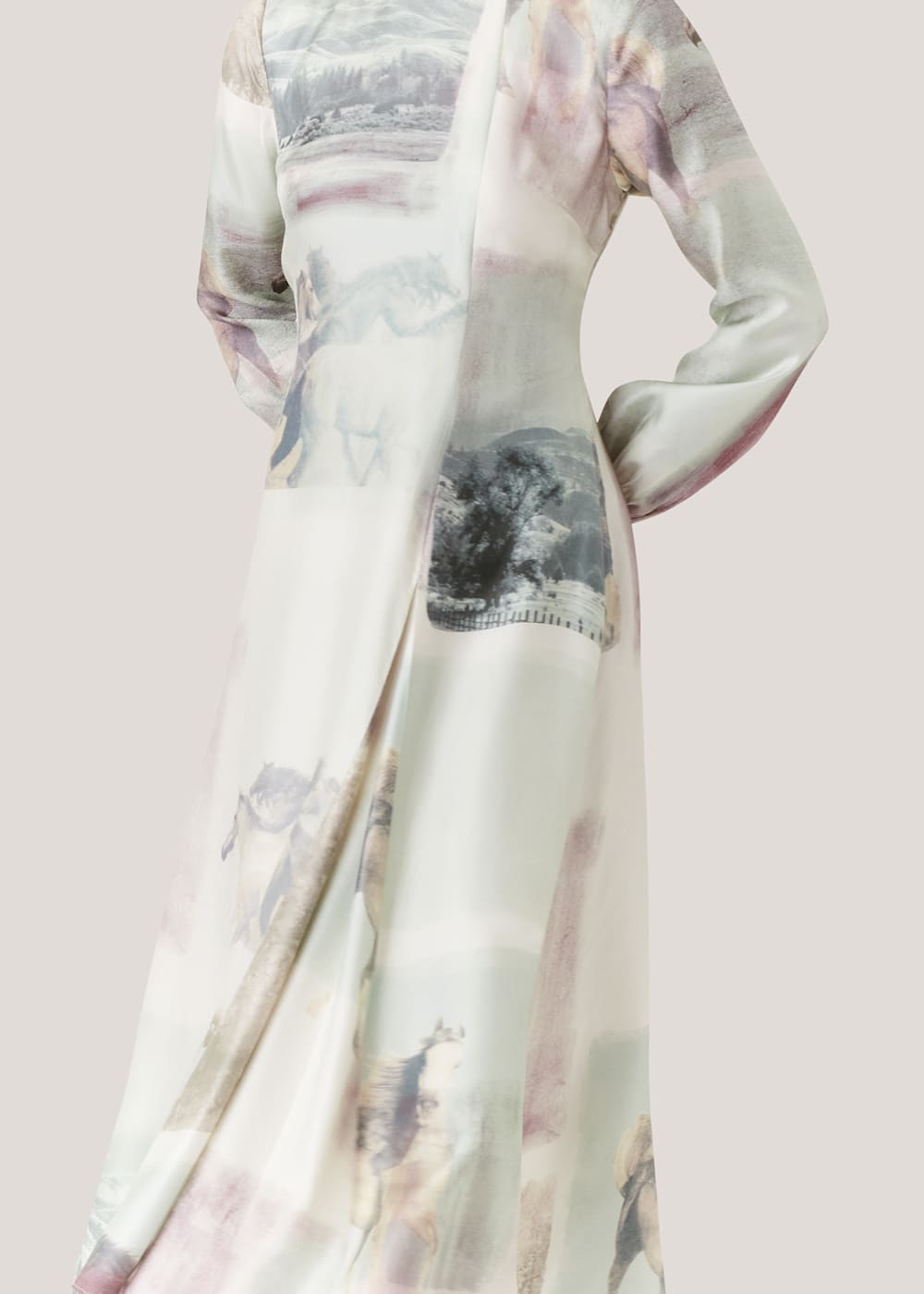 Ivory Multi Wild Horse Print Silk Dress WHISTLES Whistles UK