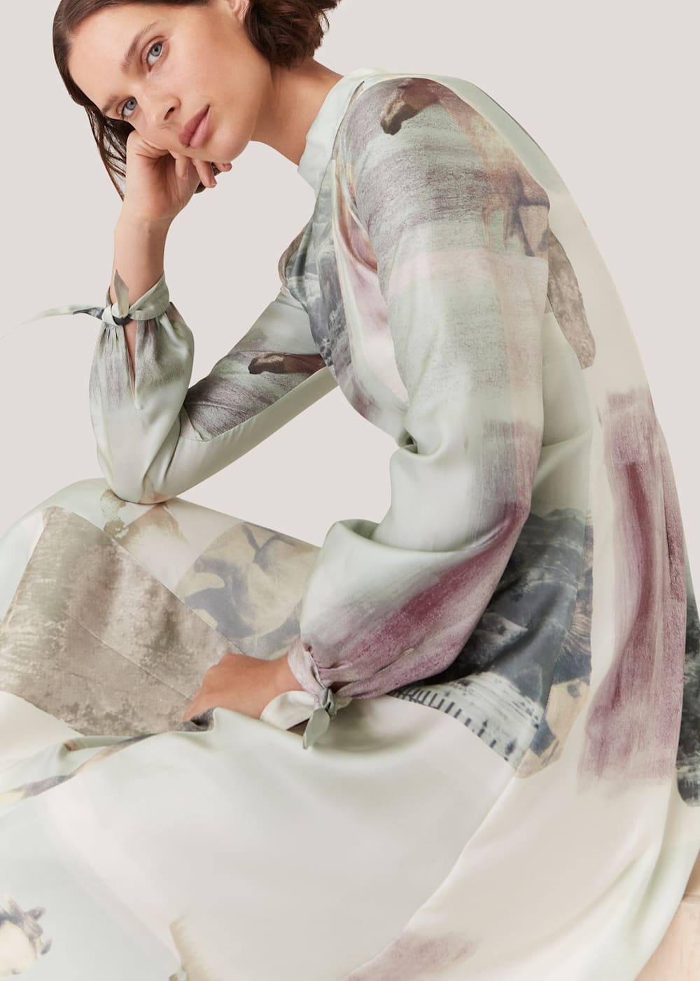 Ivory Multi Wild Horse Print Silk Dress WHISTLES Whistles UK