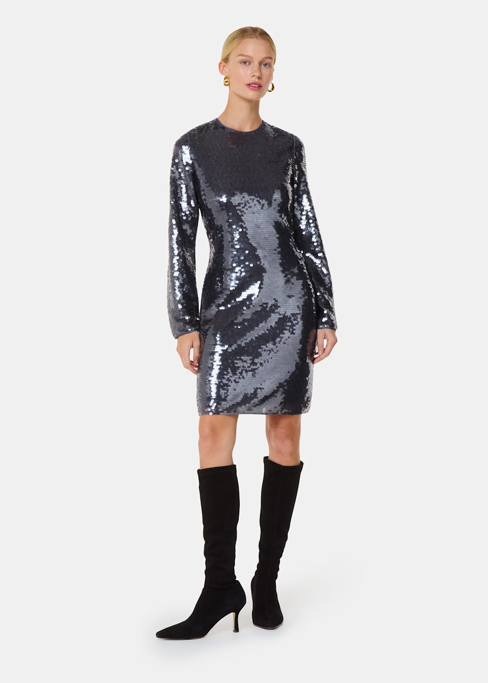 Pewter sequin dress sale