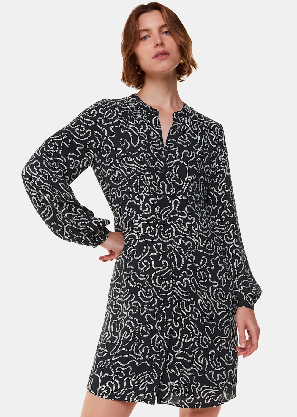 Black Multi Chain Print Flippy Dress WHISTLES Whistles UK