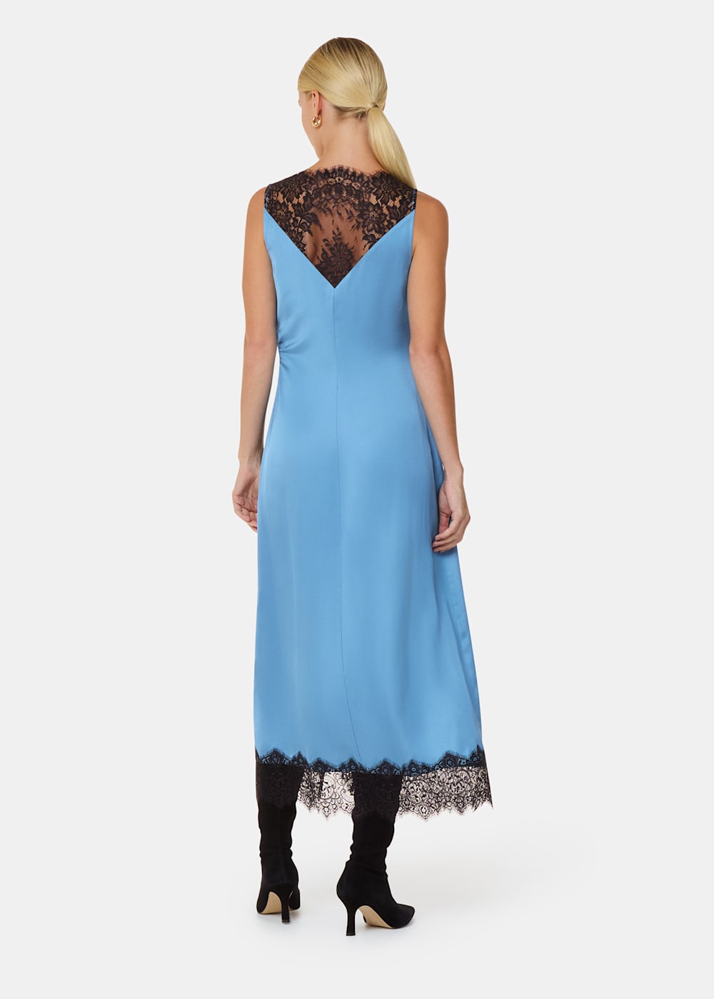 Blue Multi Iris Lace Detail Wrap Dress WHISTLES Whistles ROW