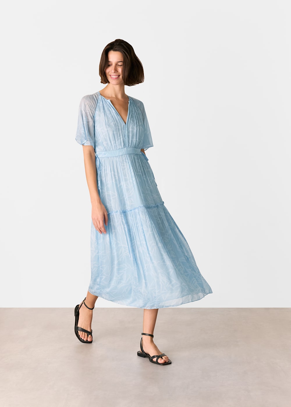 Whistles Bamboo Leaves Gathered Dress Whistles Bamboo Leaves Gathered Dress