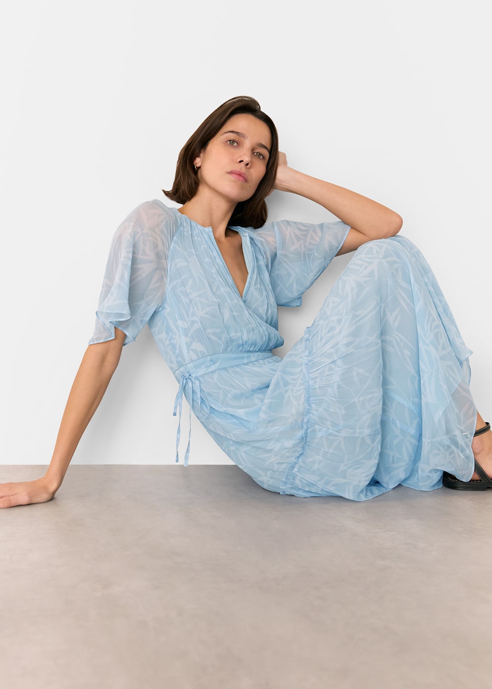 Whistles Bamboo Leaves Gathered Dress Whistles Bamboo Leaves Gathered Dress
