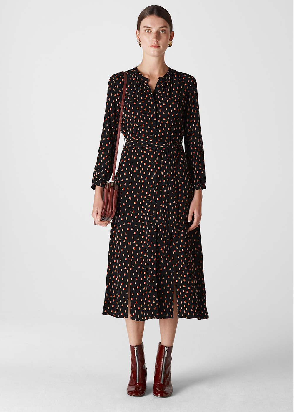 Black Multi Triangle Print Shirt Dress WHISTLES Whistles UK
