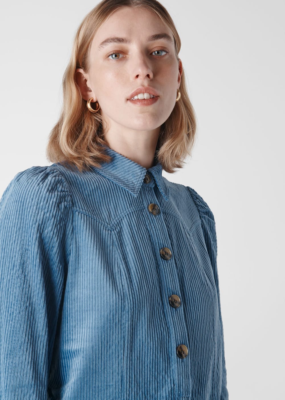 Pale Blue Chunky Cord Western Dress WHISTLES Whistles US