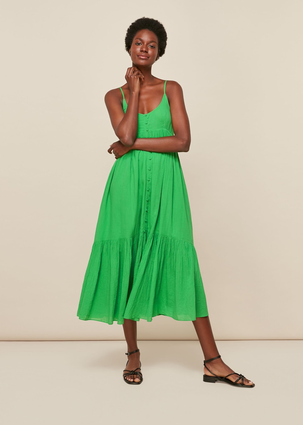 Green trapeze dress store