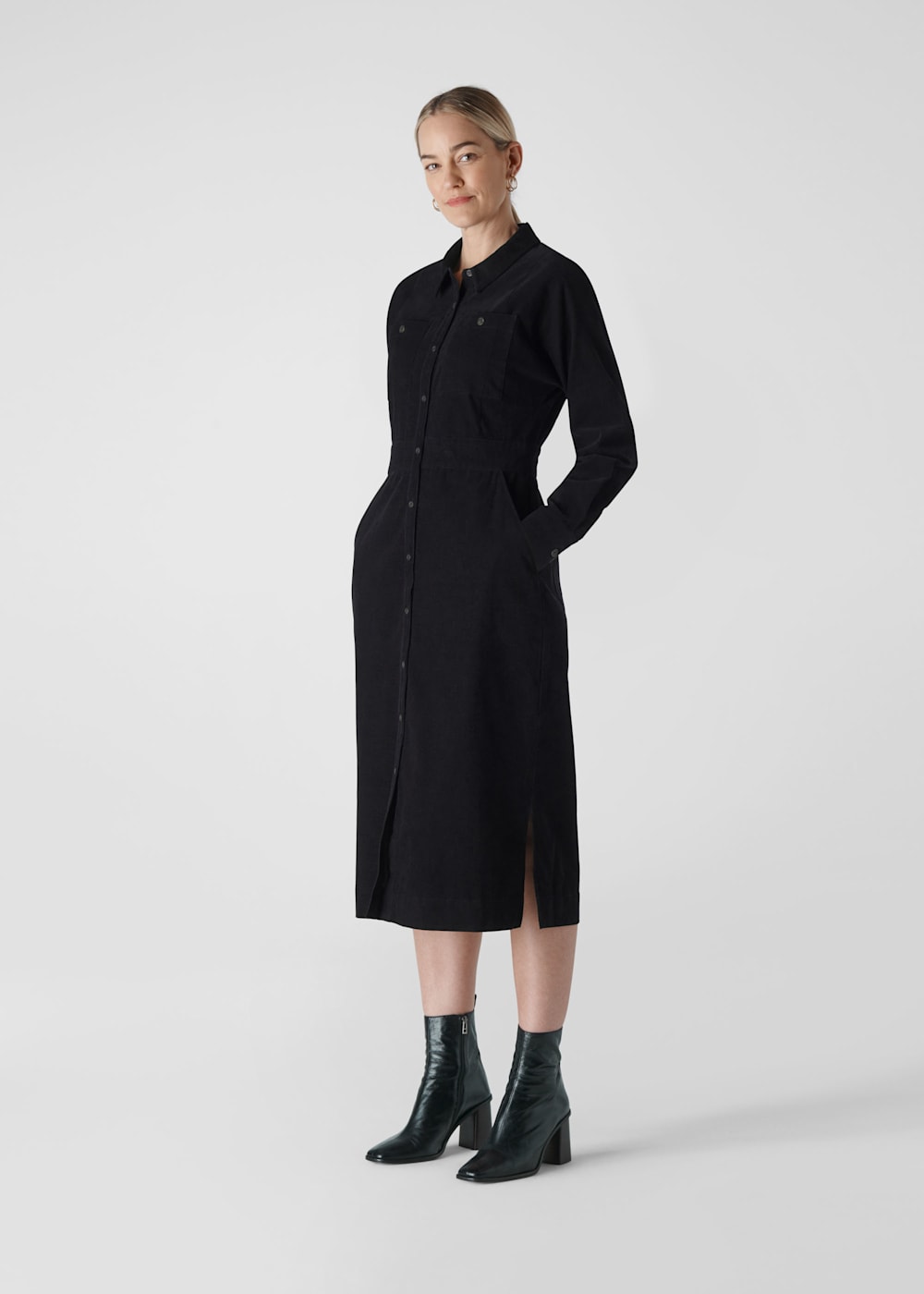 Black cord shirt dress clearance