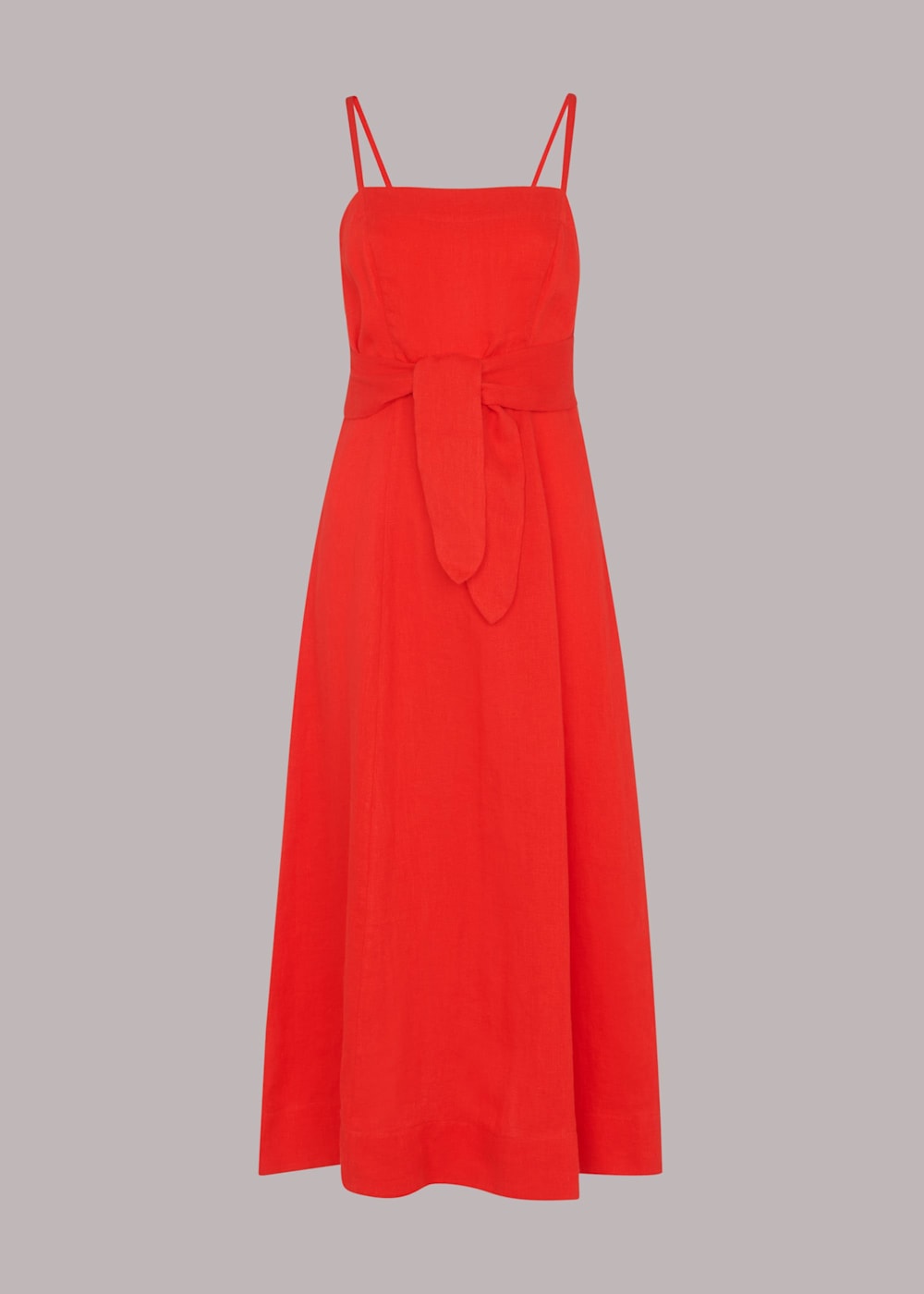 Red linen midi dress best sale