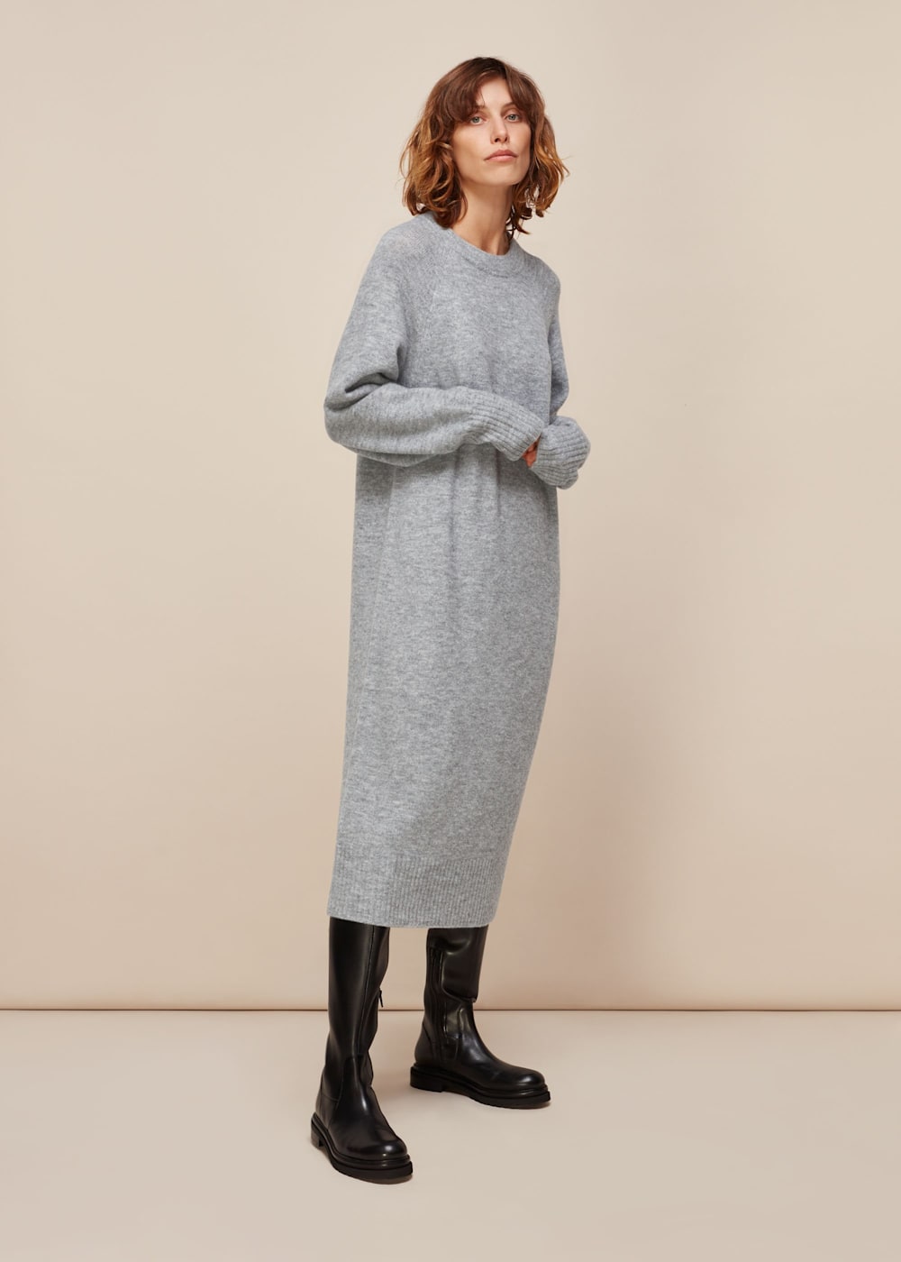 Grey Marl Midi Length Knit Dress WHISTLES Whistles UK