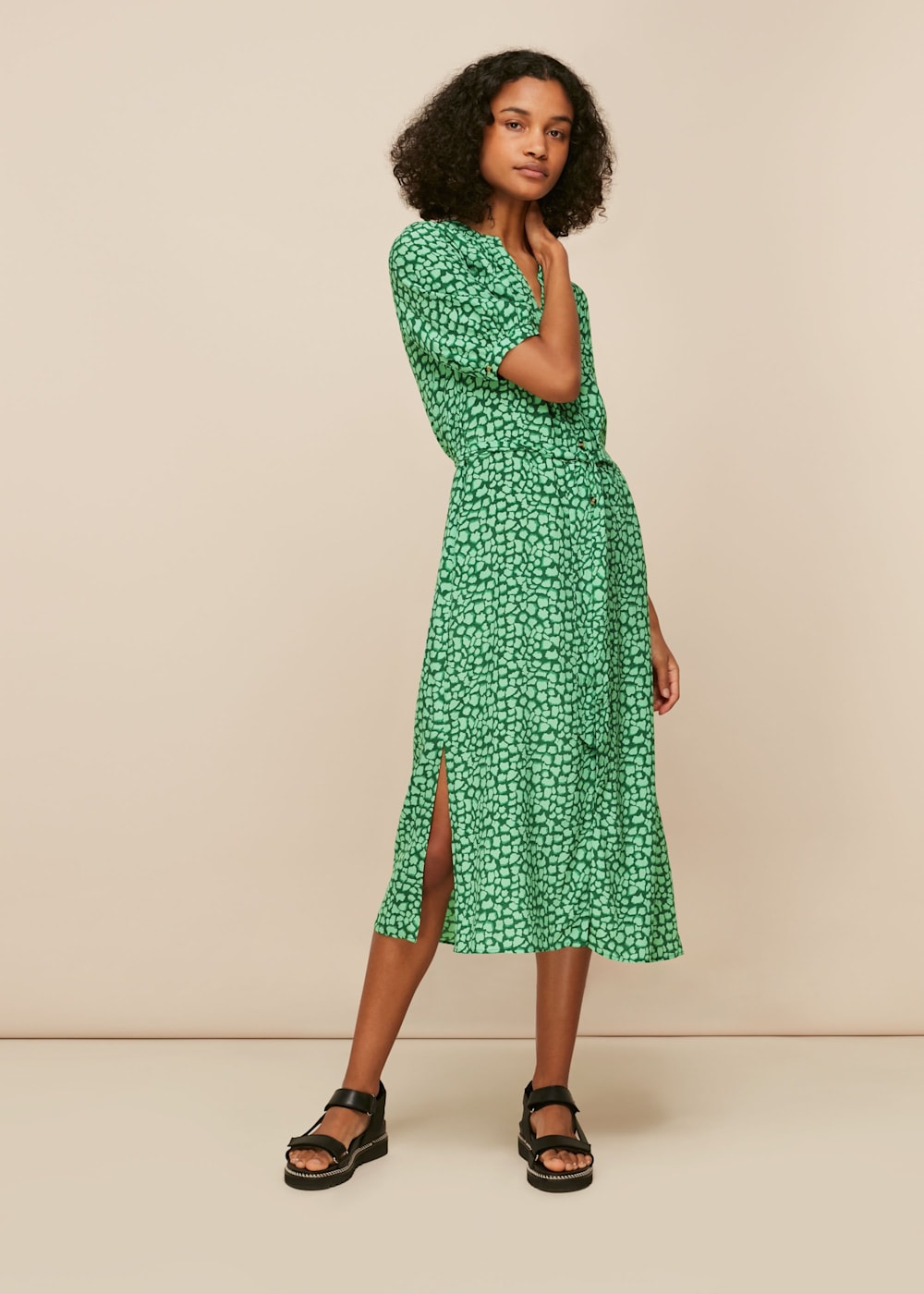 Green Multi Olivia Giraffe Midi Dress WHISTLES Whistles UK