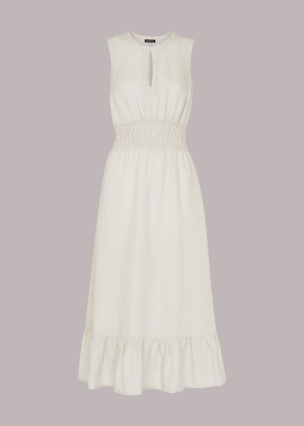 Stone Matilda Smocked Linen Dress WHISTLES Whistles UK