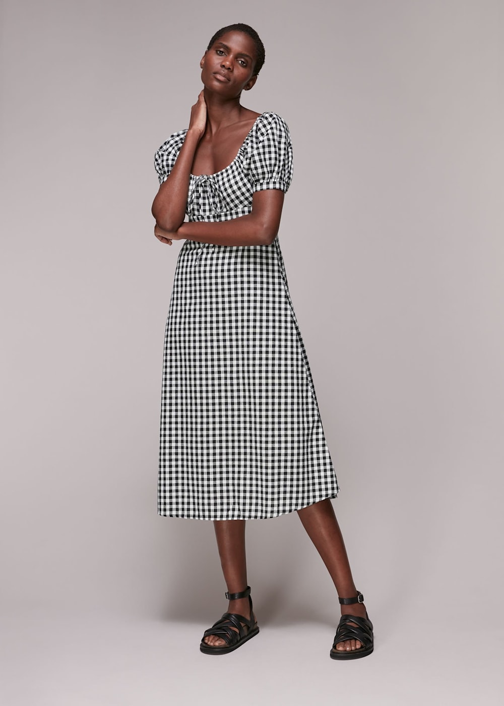 Black Multi Gingham Check Elouise Dress WHISTLES Whistles UK