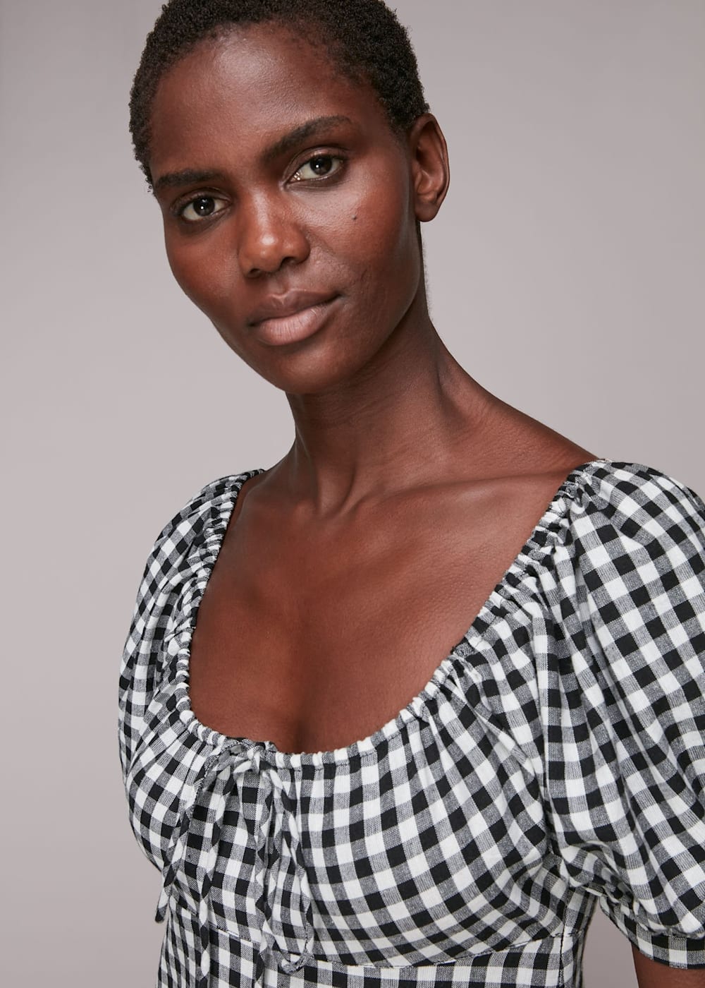 Checked black and white dress clearance