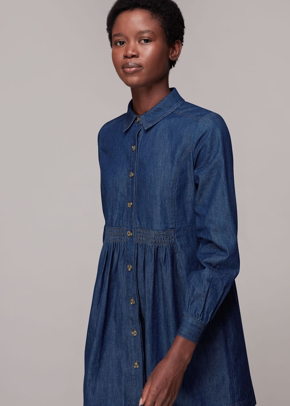 Dark Denim Chambray Dress WHISTLES Whistles US