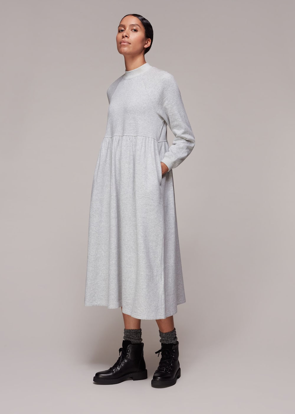Grey Oversized Sweatshirt Dress WHISTLES Whistles UK