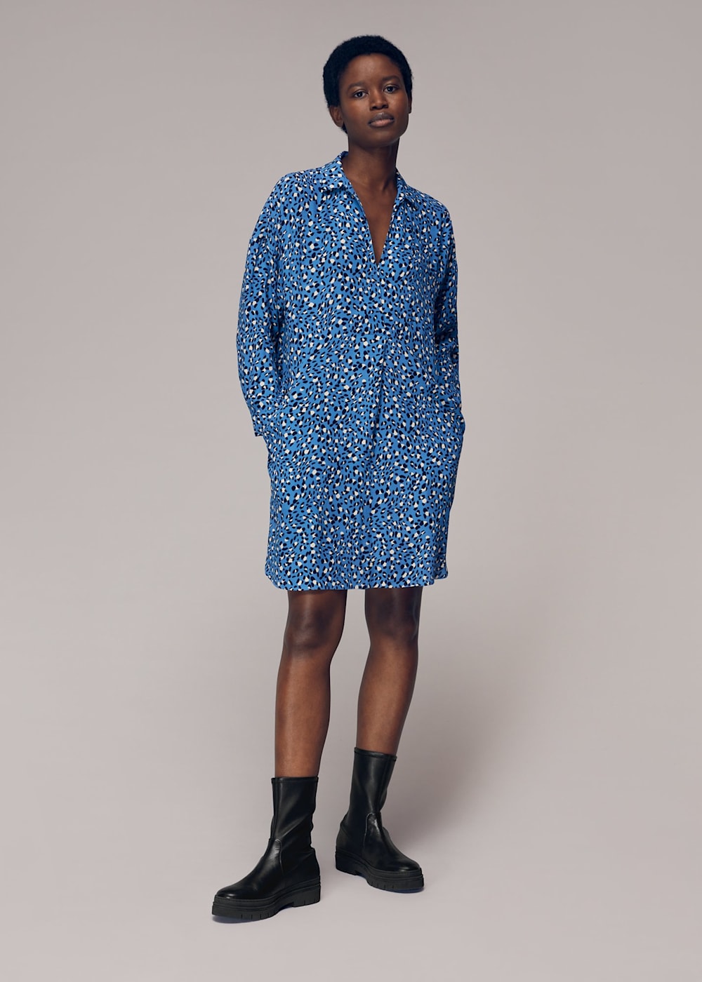 Whistles blue leopard print dress shop