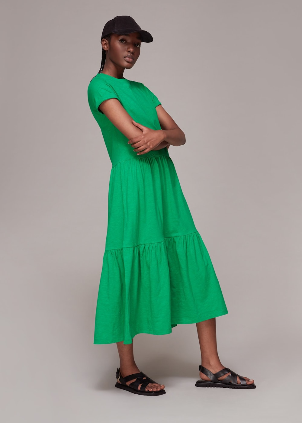 Green tiered dress top