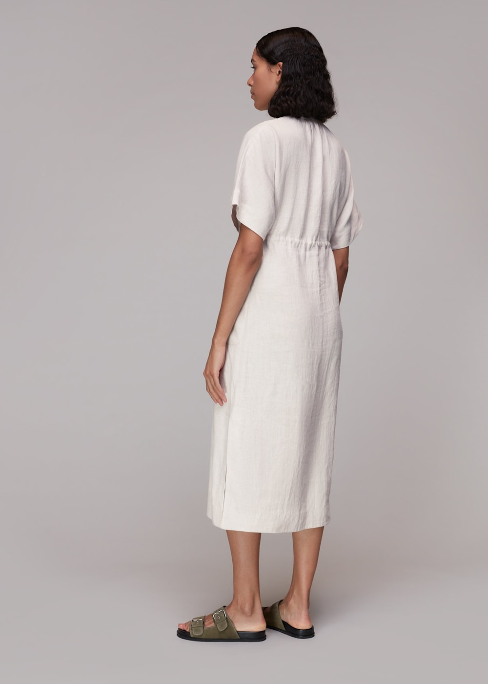 Stone Imogen Linen Midi Dress WHISTLES Whistles US
