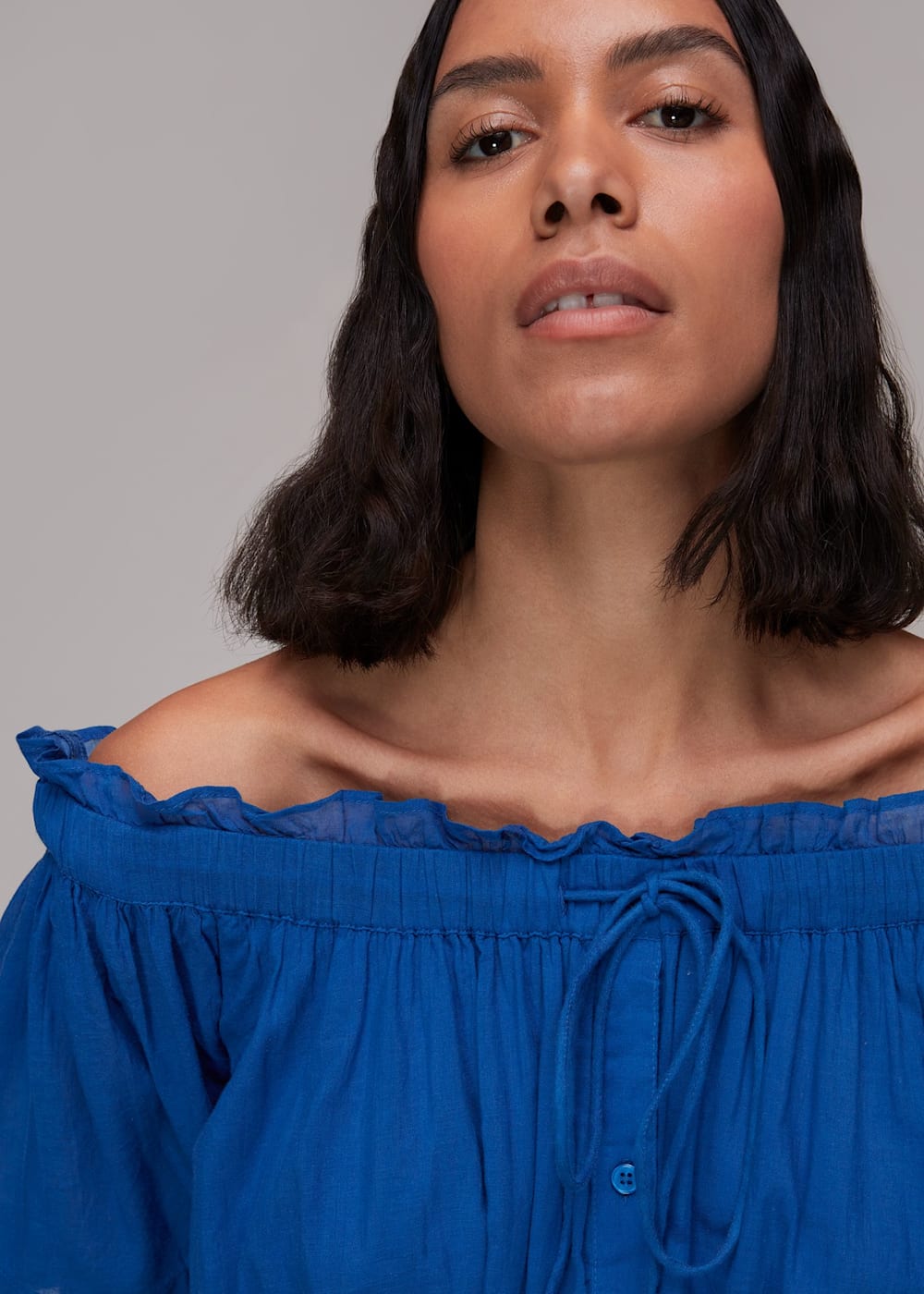 Whistles Bardot Trapeze Midi Dress Blue Size 8