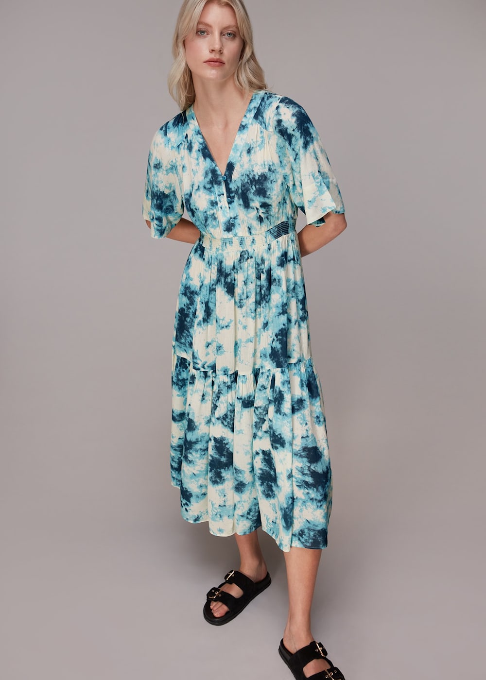 Tie dye wrap dress hot sale