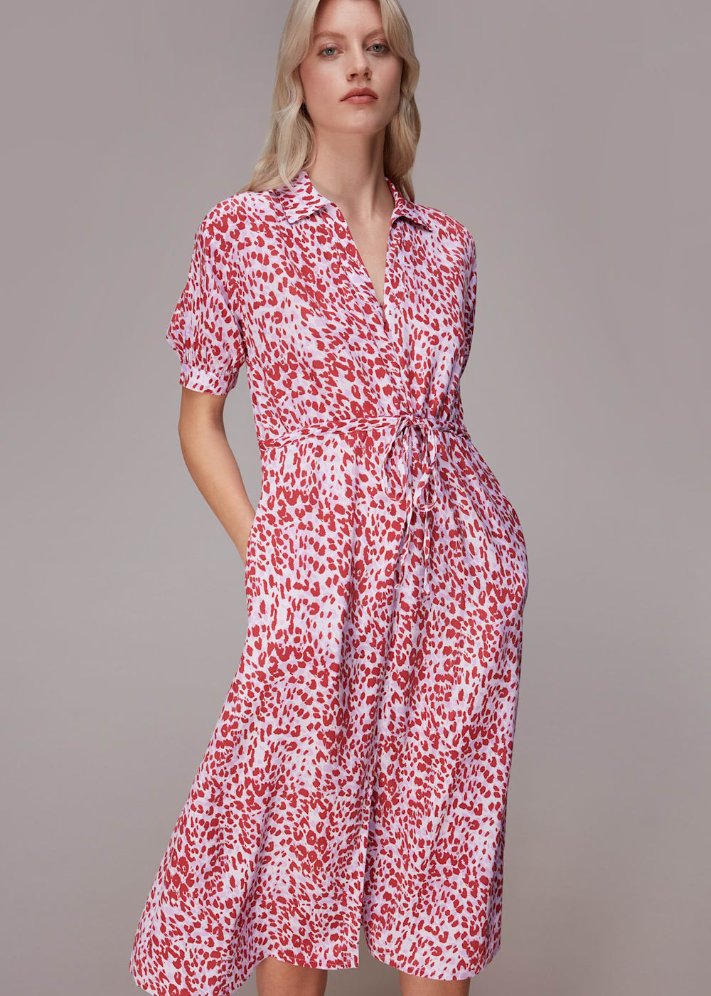Pink Multi Summer Cheetah Midi Dress WHISTLES Whistles UK