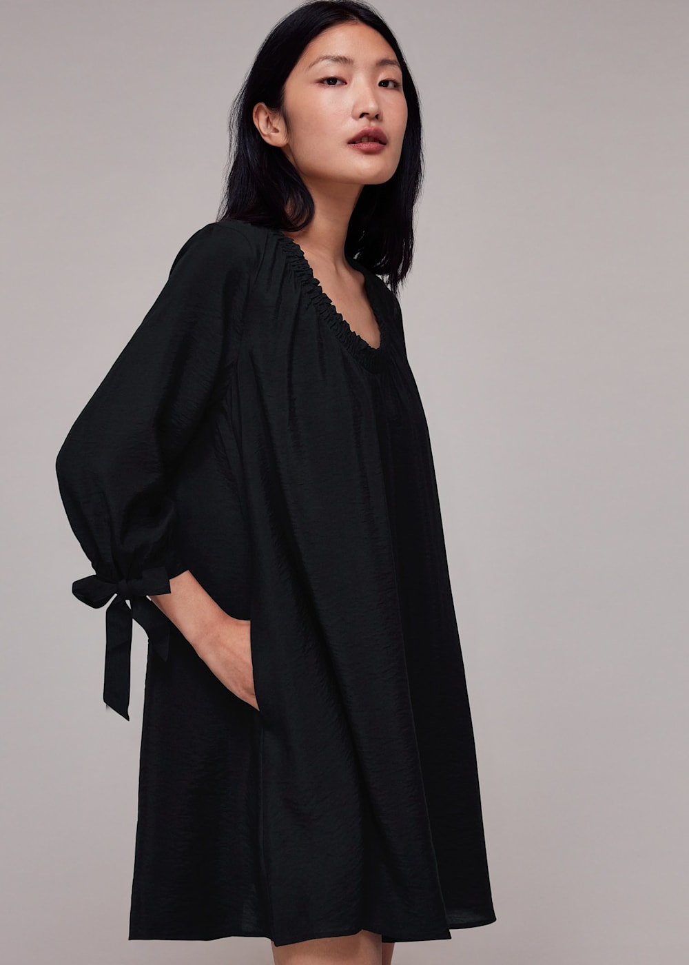 Black trapeze dress hot sale