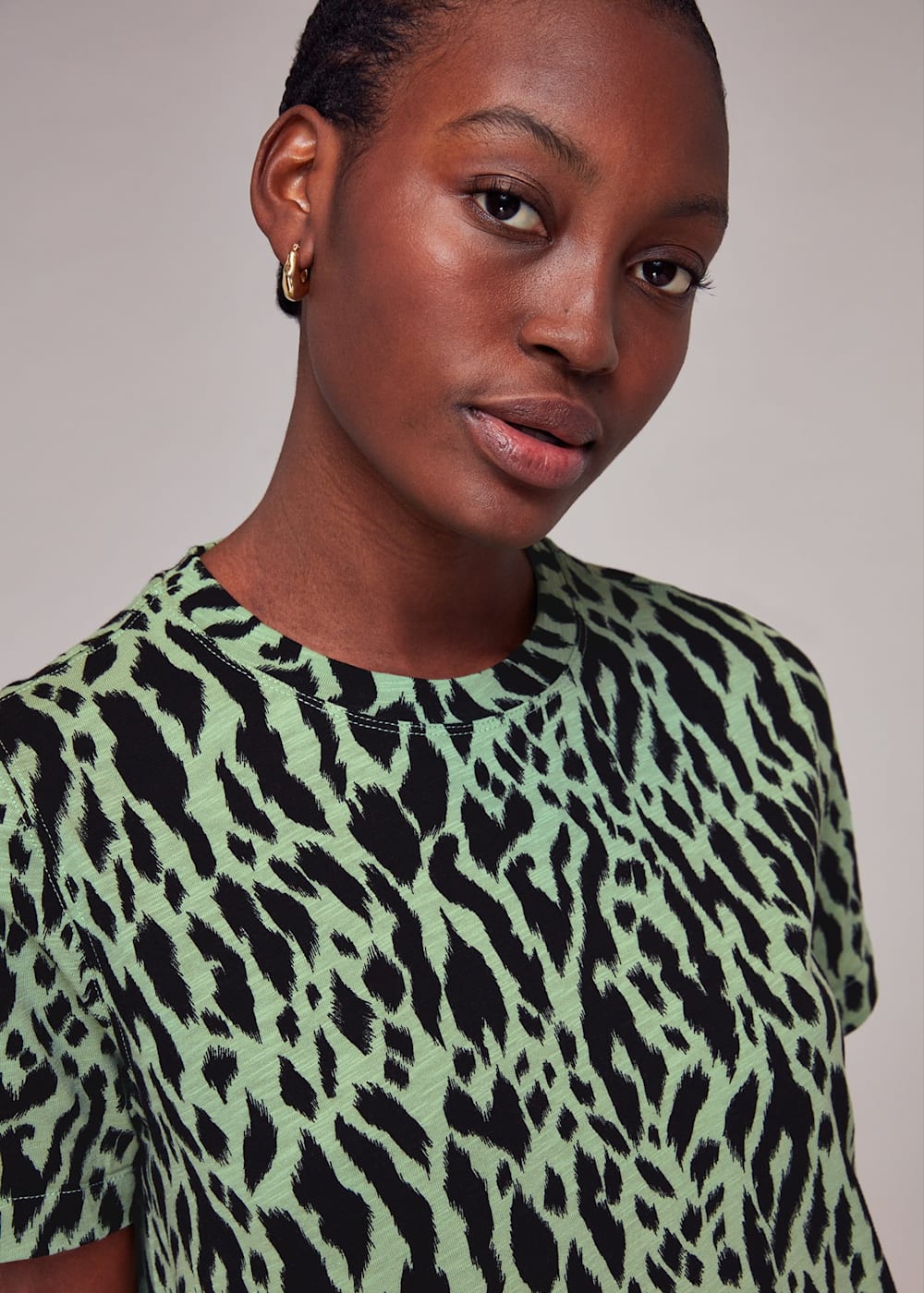 Green Zebra Tiered Jersey Dress