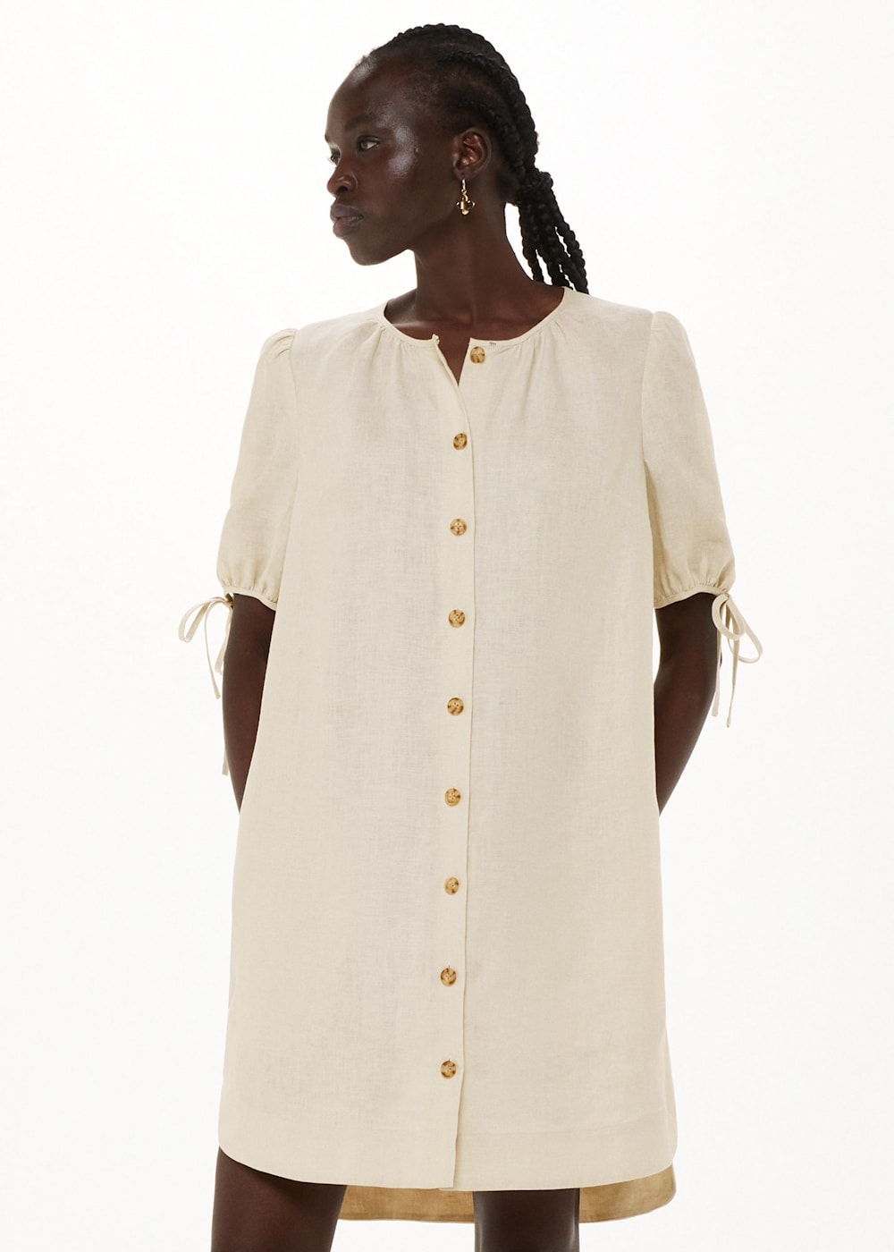 Whistles button detail linen dress sale