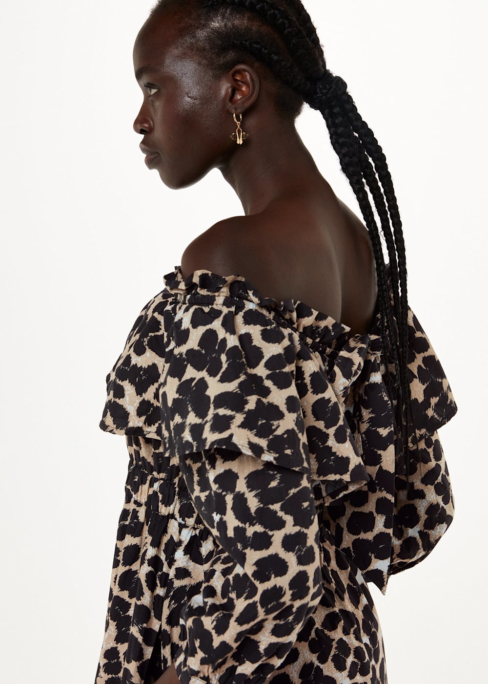 Whistles Leopard Spot Bardot Dress Leopard Print Size 4