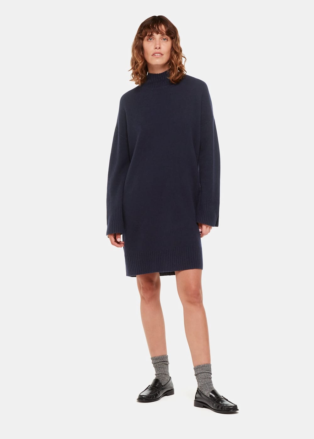 Navy sweater dress outfit top