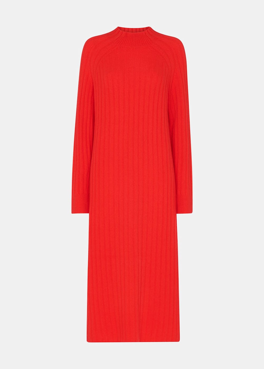 Red Ribbed Knitted Midi Dress WHISTLES Whistles UK
