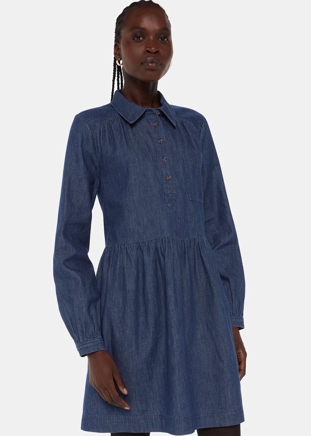 Dark Denim Winnie Chambray Denim Dress WHISTLES Whistles UK