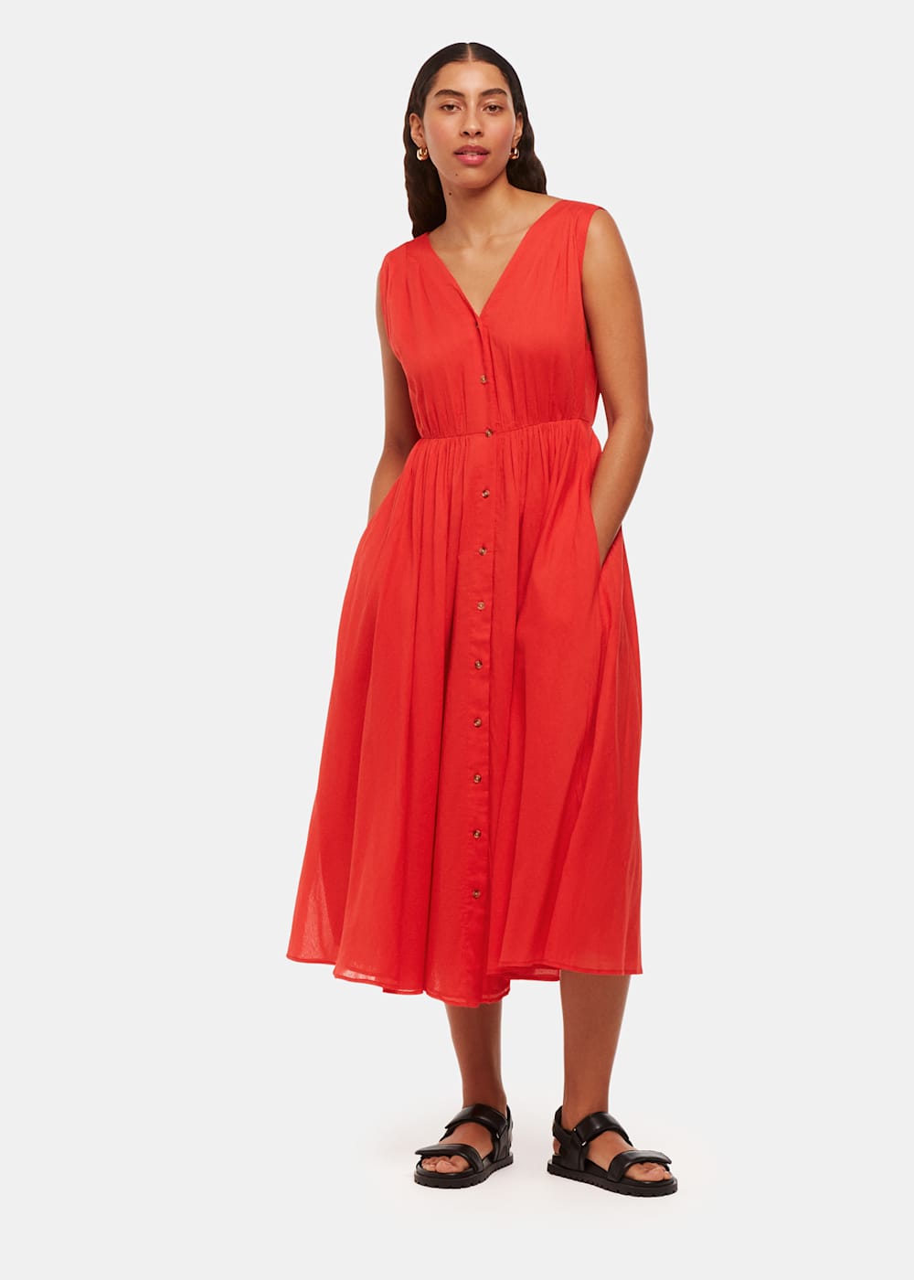 Red V Neck Beach Dress WHISTLES Whistles UK