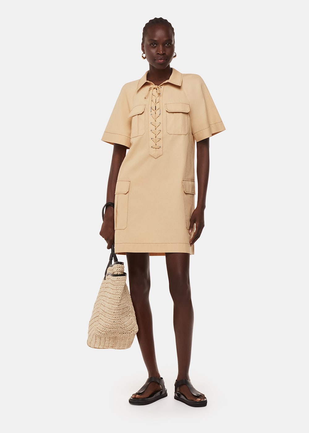 Beige safari dress cheap