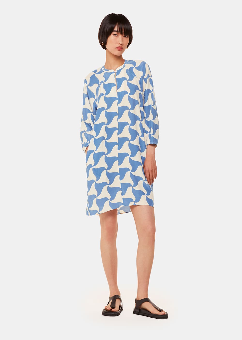 Turquoise Gloria Linen Blend Dress WHISTLES Whistles UK