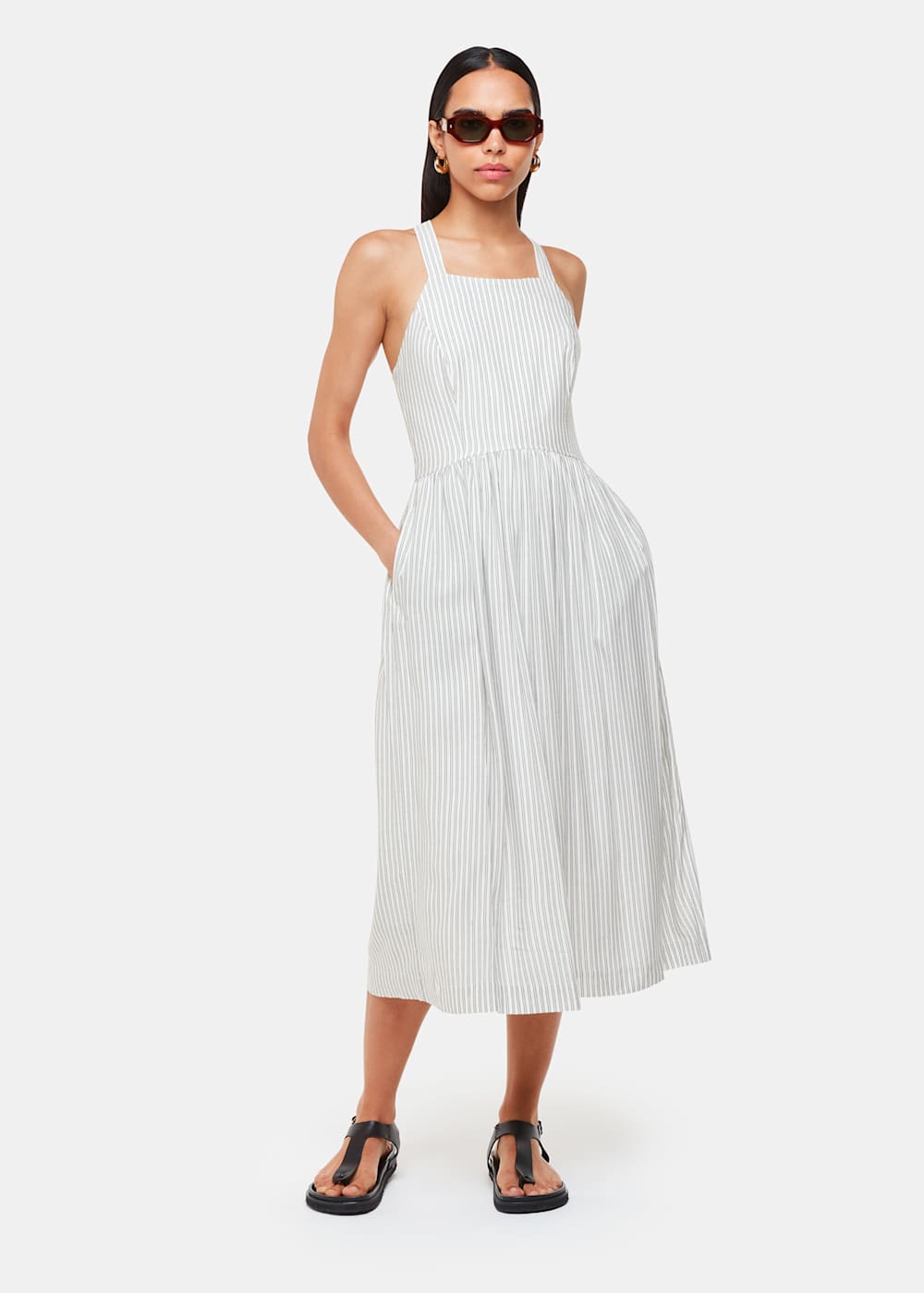 Ivory Multi Luna Stripe Midi Dress WHISTLES Whistles UK