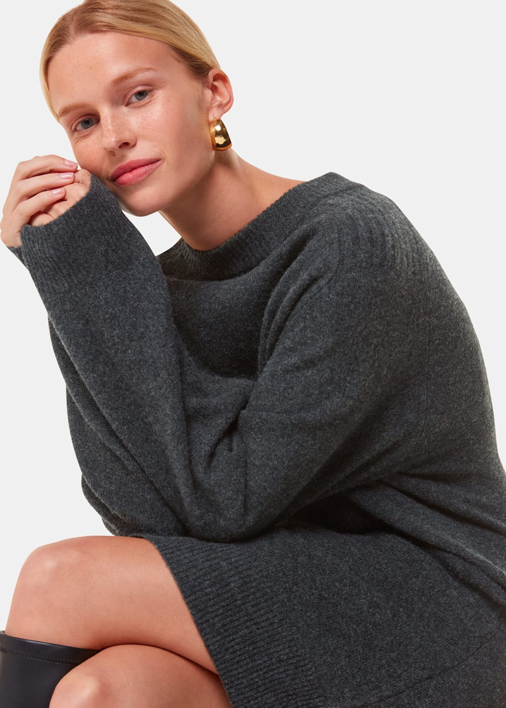 Women's Grey Wool Sweater Dress | Whistles US |