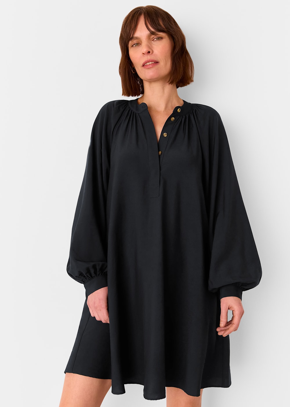 Whistles Black Full Volume Gathered Dress Whistles Black Full Volume Gathered Dress