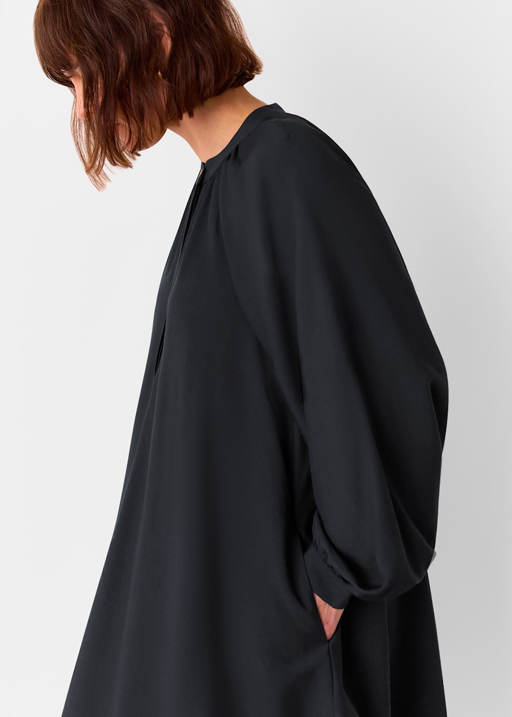Whistles Black Full Volume Gathered Dress Whistles Black Full Volume Gathered Dress