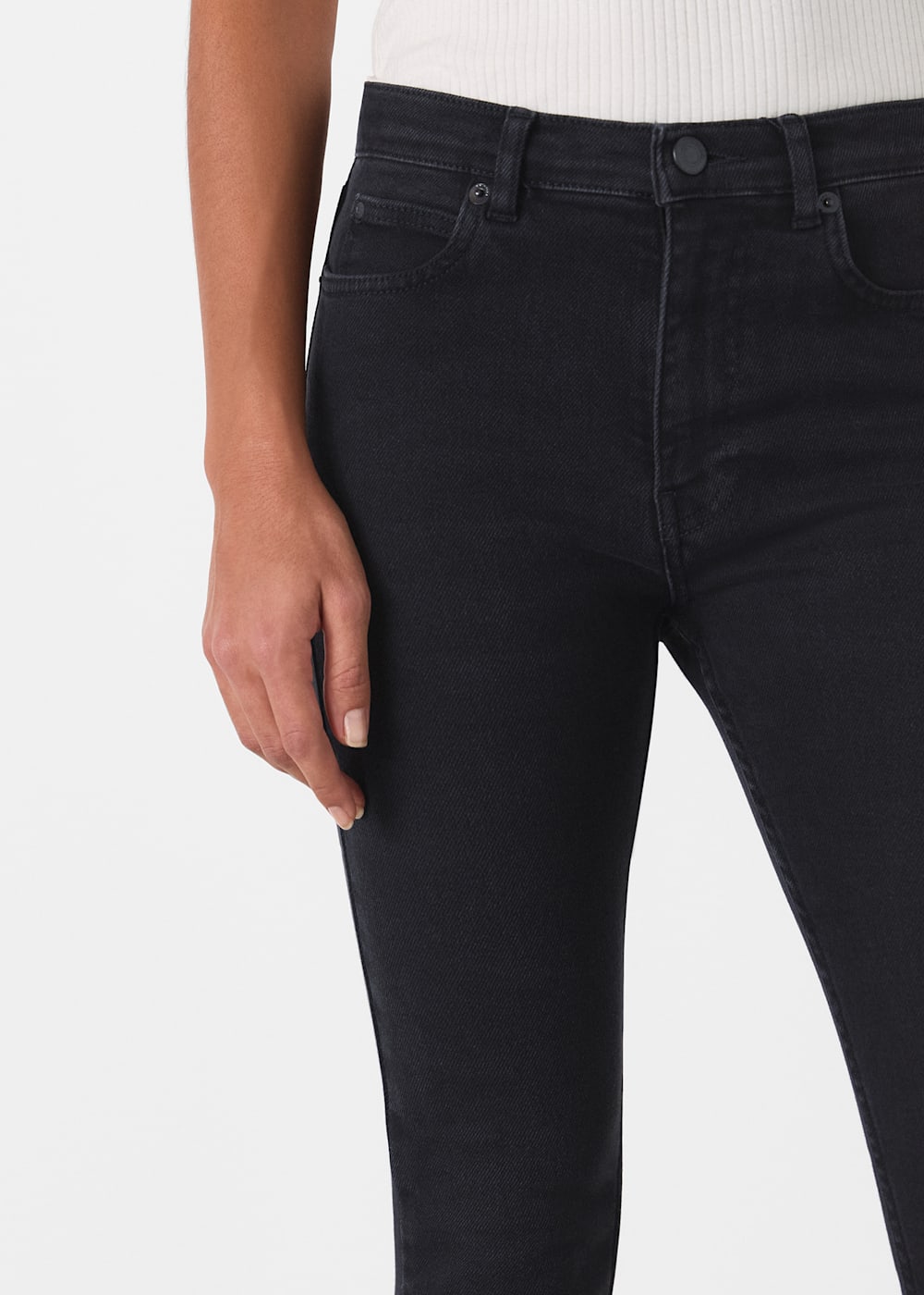 Black Mid Rise Stretchy Skinny Jeans Whistles Whistles ROW