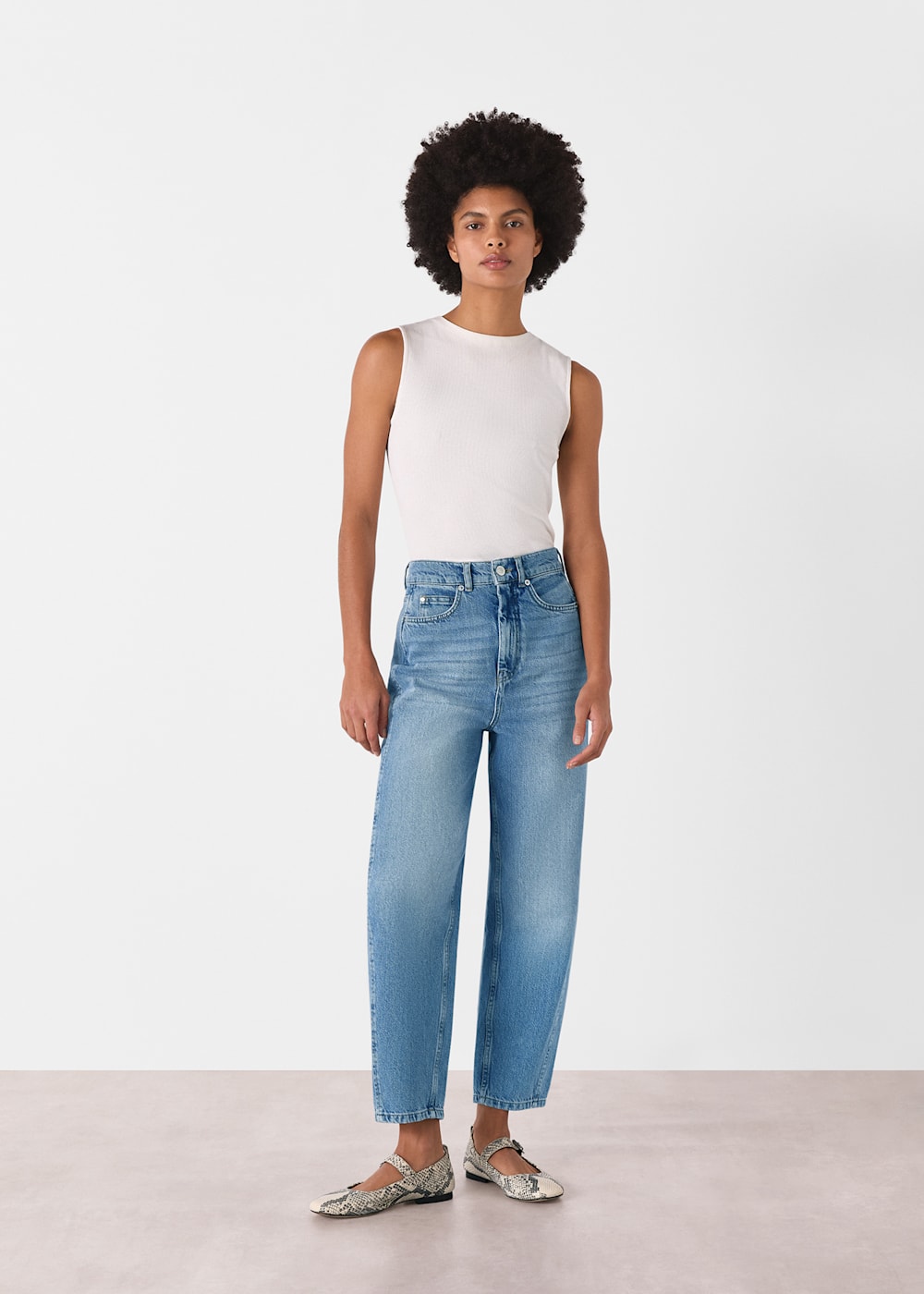 Light Wash High-Waisted Barrel Leg Jeans | Whistles Light Wash High-Waisted Barrel Leg Jeans | Whistles