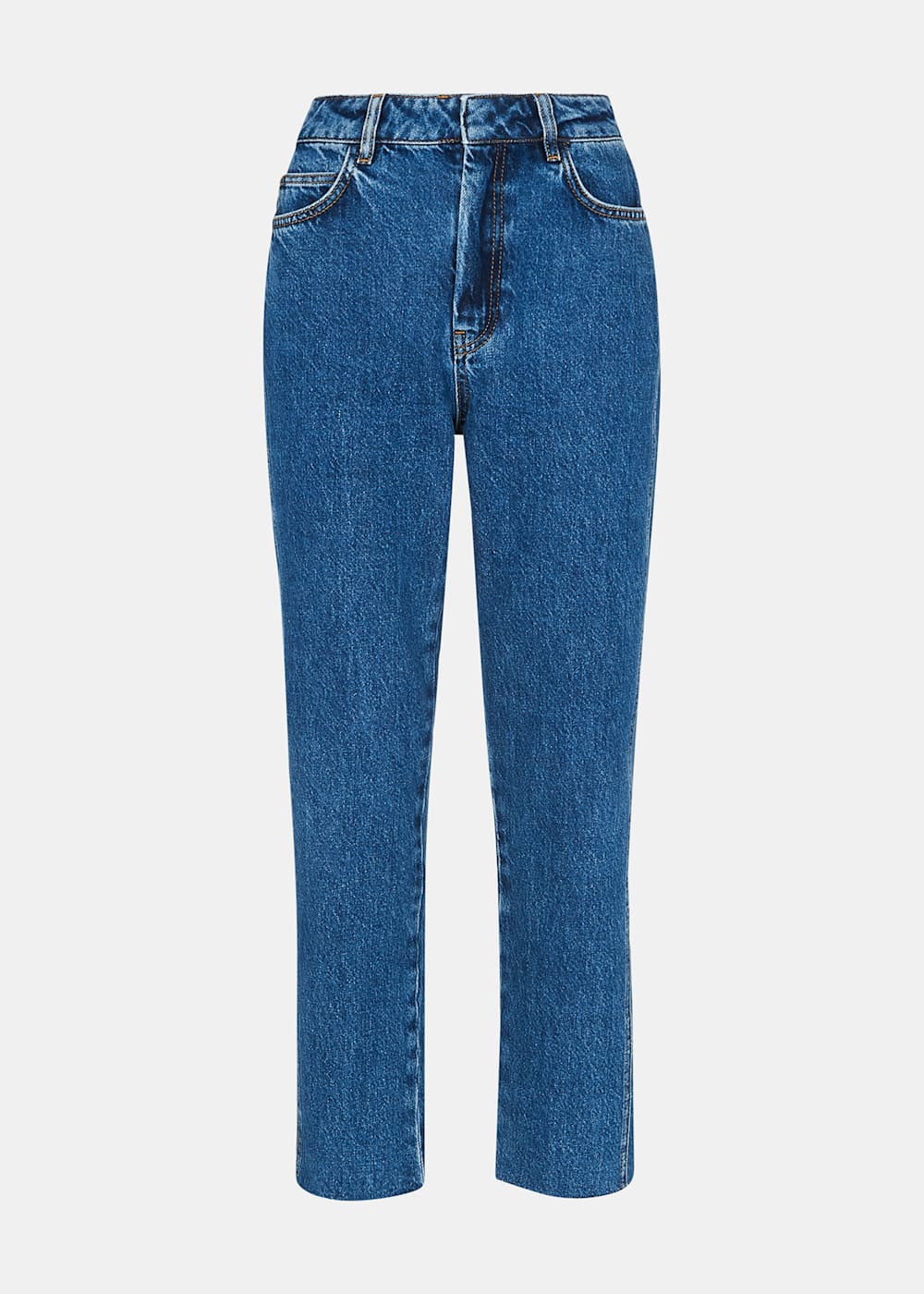 Blue frayed jeans store