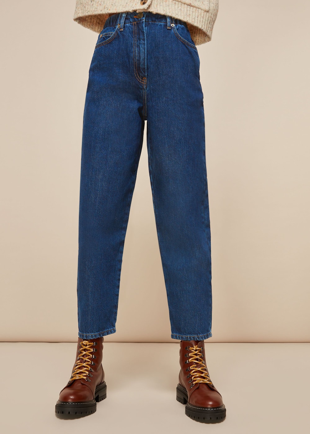 Dark Denim Authentic Elastic Waist Jean WHISTLES Whistles UK