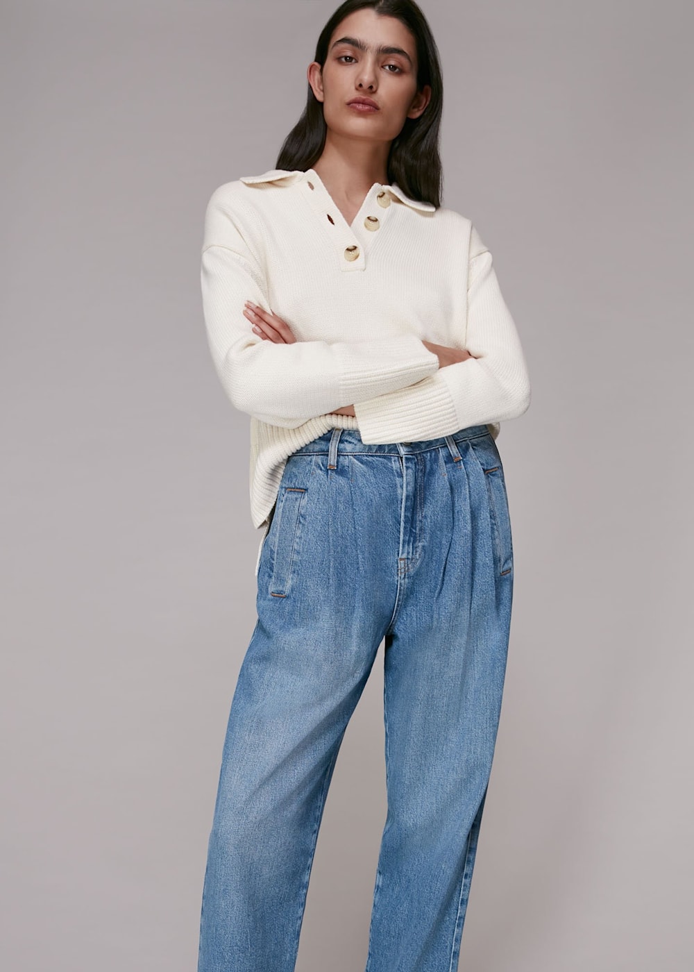 Denim Authentic Pleat Front Jean WHISTLES Whistles UK