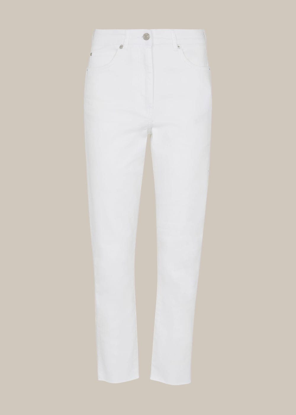 White jeans frayed bottom hot sale