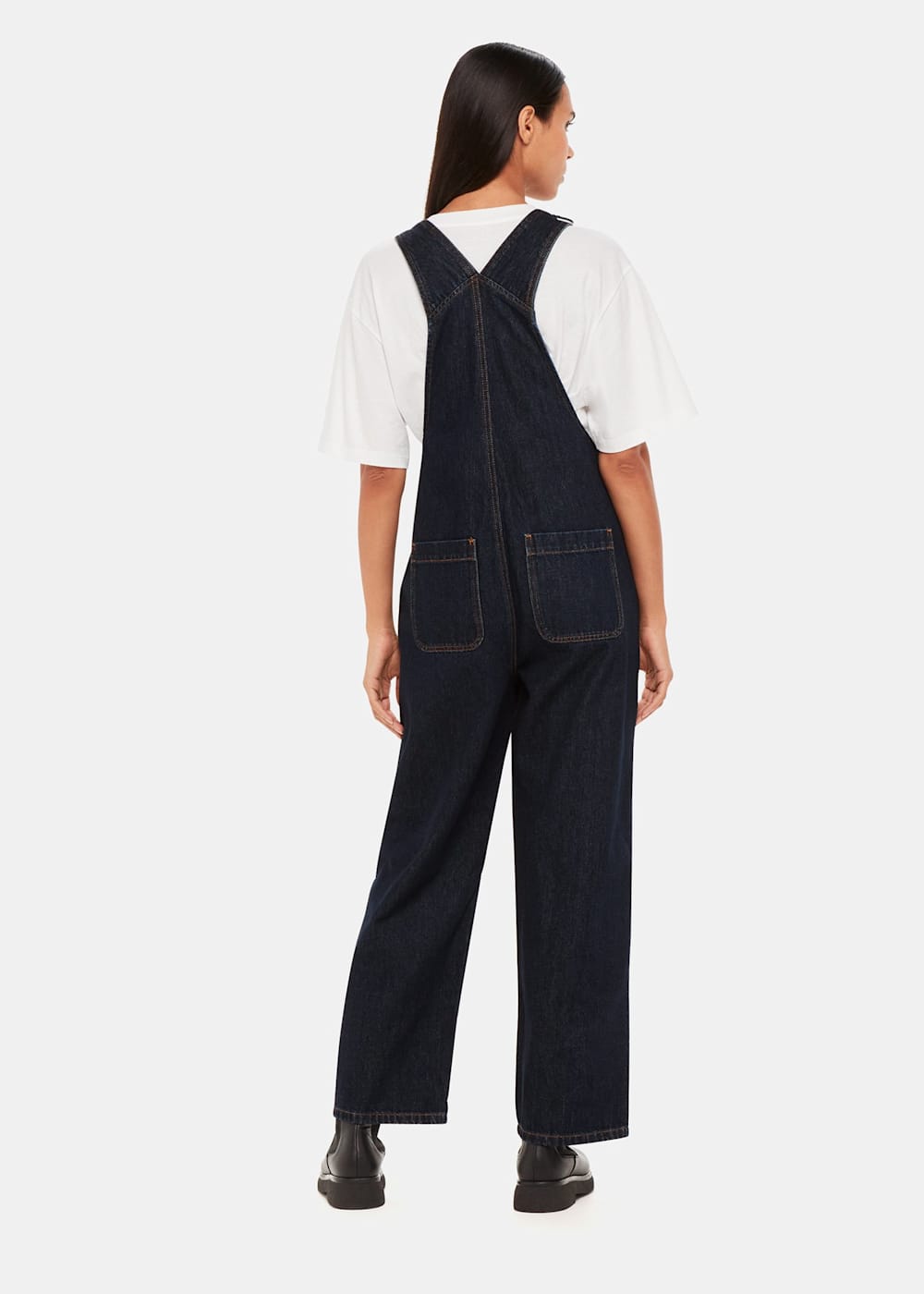 Dark denim dungarees best sale