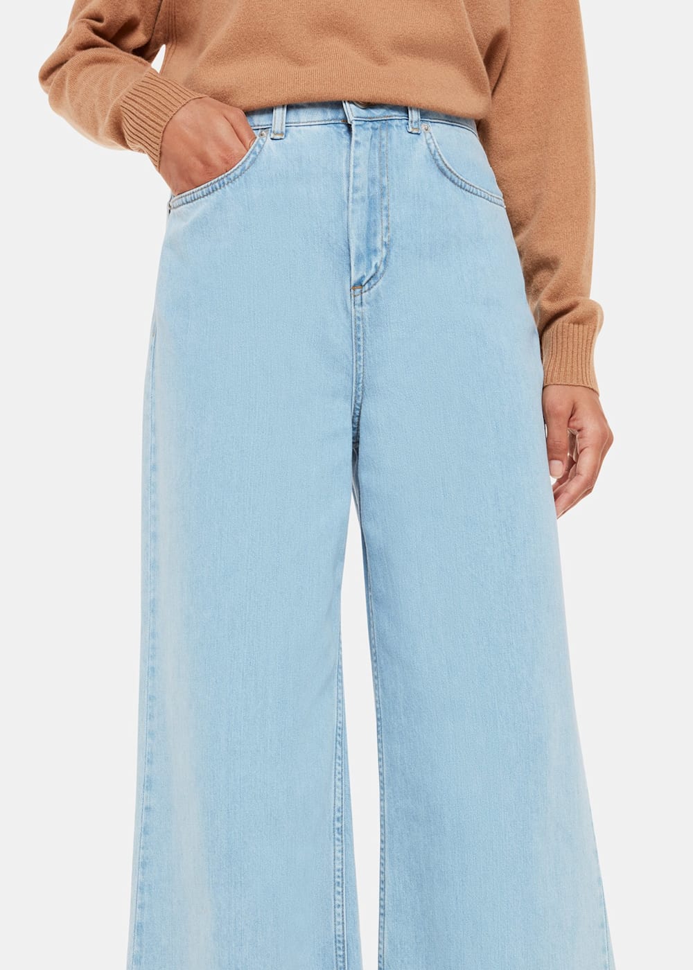 Light Wash Wide Leg Cropped Jean WHISTLES Whistles US