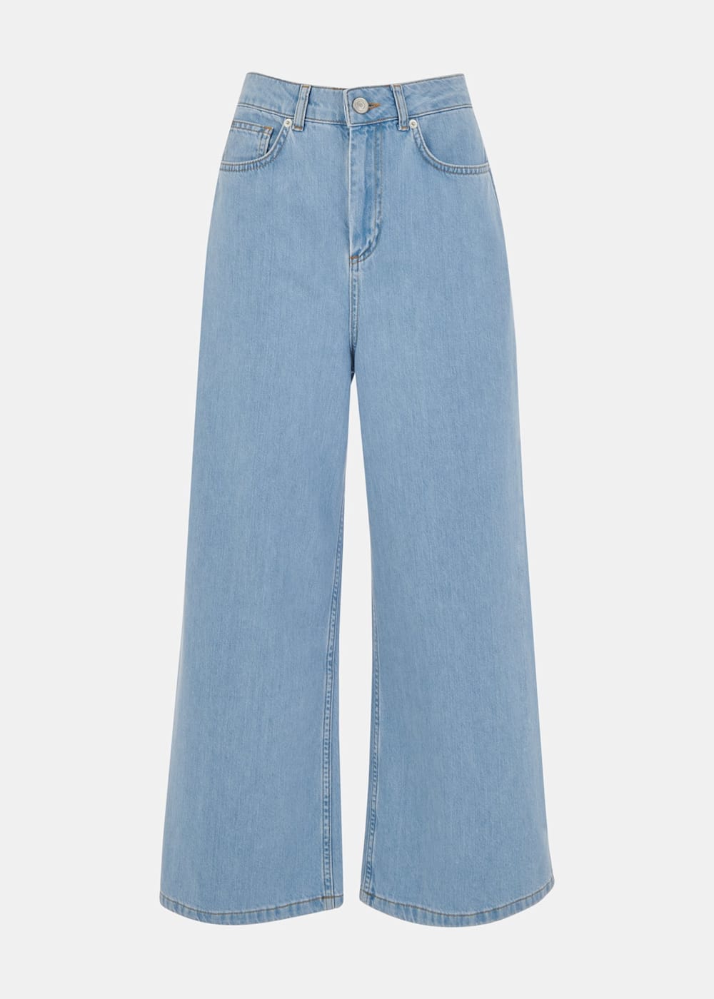 Light Wash Wide Leg Cropped Jean WHISTLES Whistles UK
