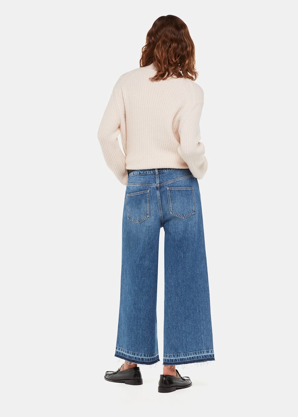 Authentic raw hem straight leg jeans best sale
